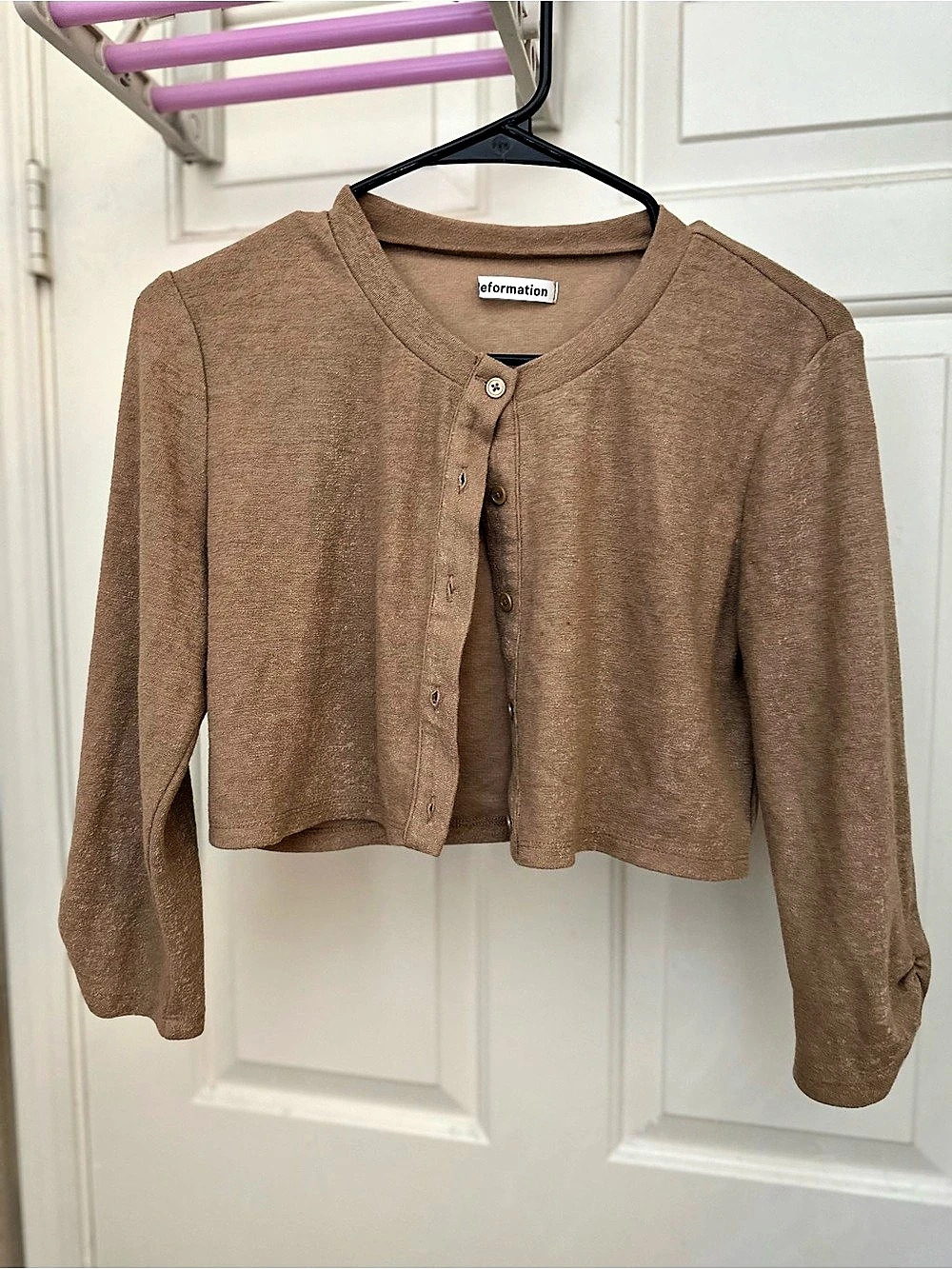 Reformation Janice Cropped Button-Front Cardigan